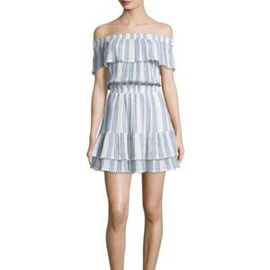 Love Shack Fancy Elizabeth Off-The-Shoulder Stripe Mini Dress Size Small